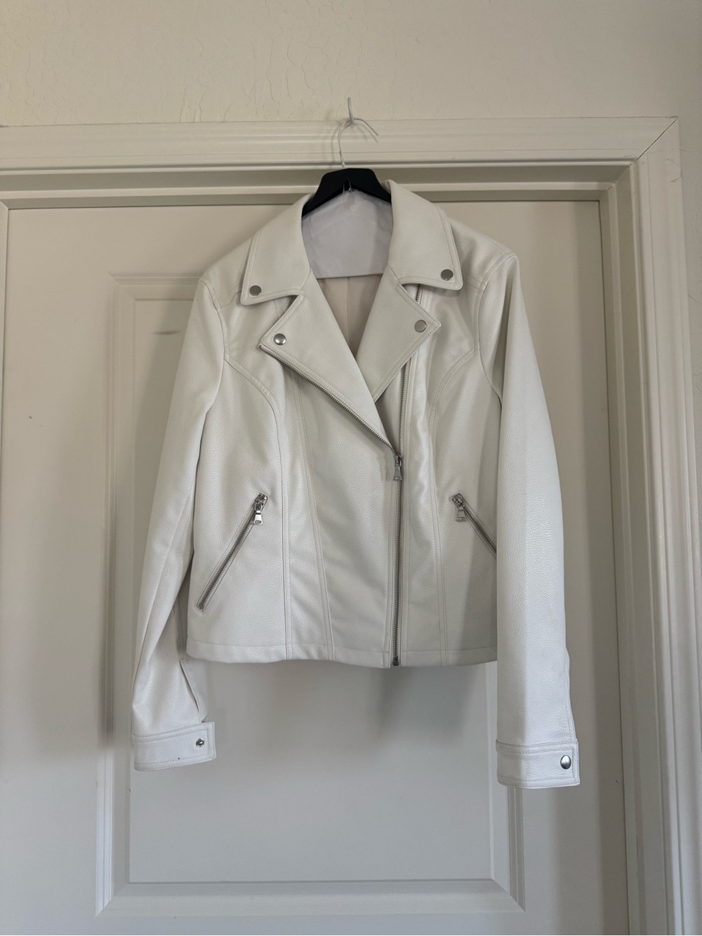 Express White Faux Leather Moto Jacket